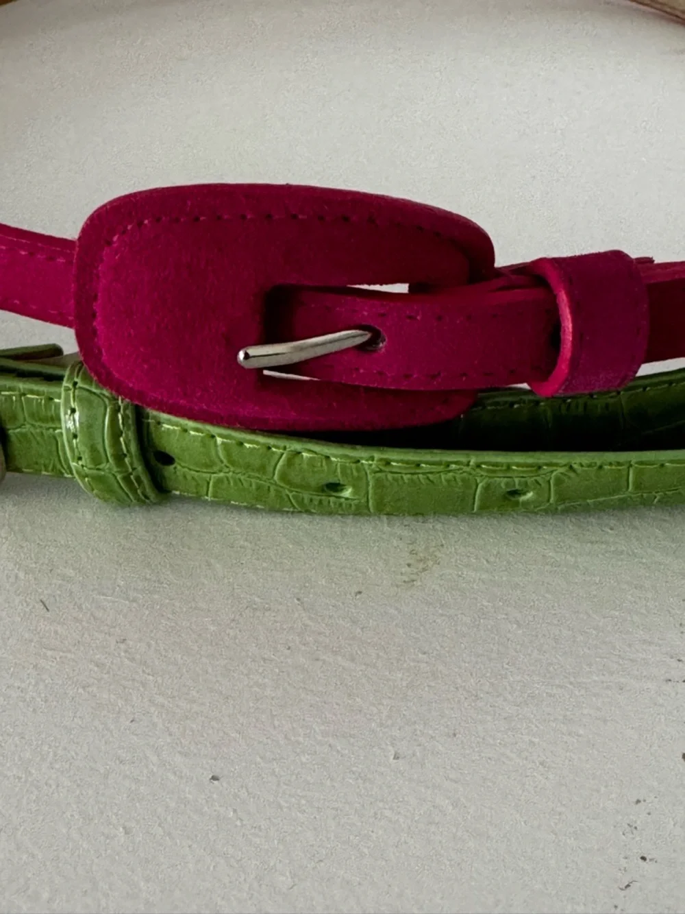 Belt Bundle: Pink Suede & Banana Republic Green Slim Varieties
